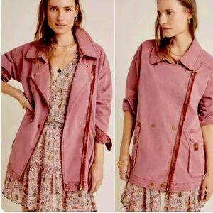 Anthropologie oversized utility jacket in Mauve Red
